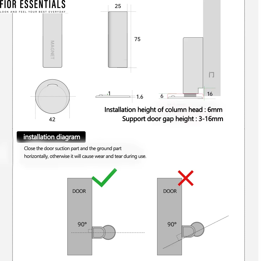 Magnetic No-Drill Door Stop – Modern Wall & Floor Protection